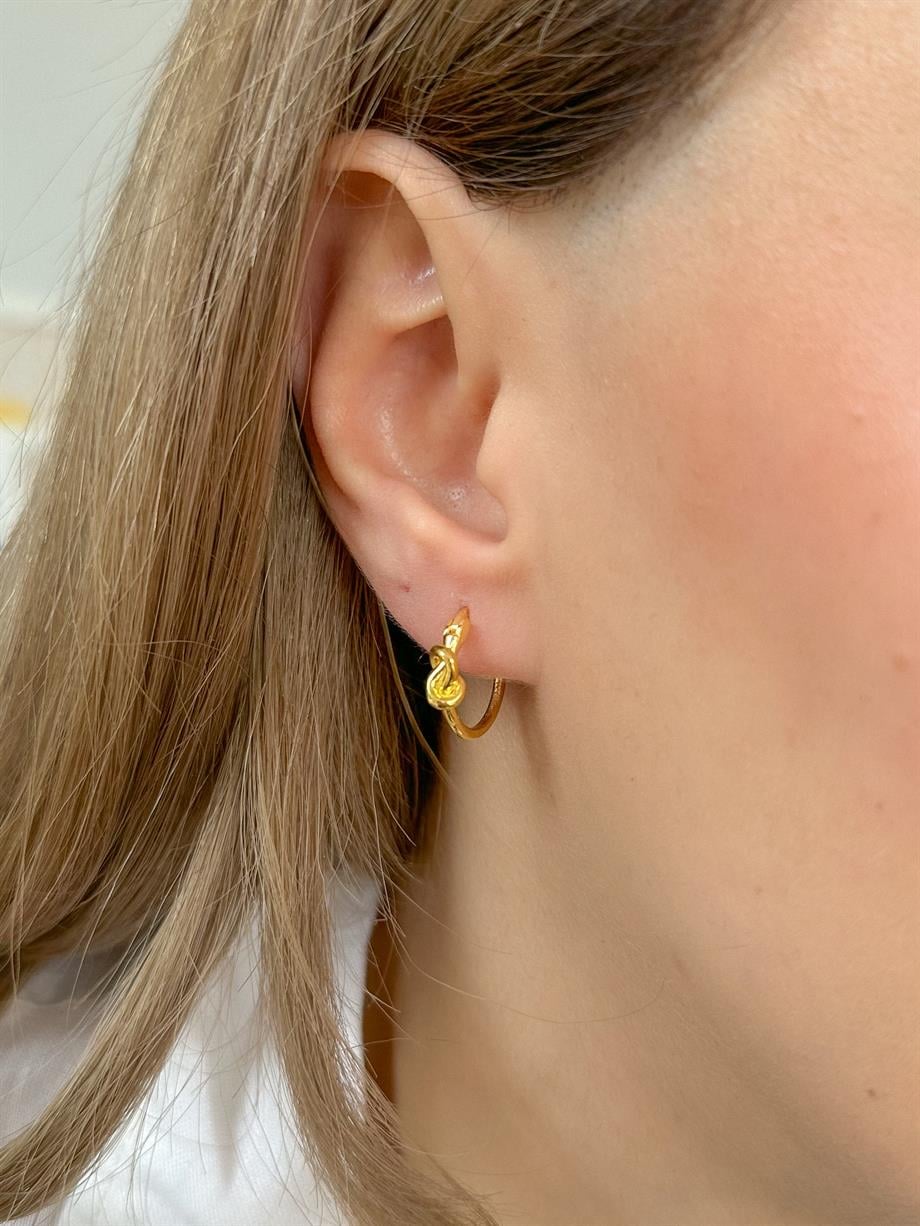 Düğümlü Halka Küpe - Tek - 925 Ayar Gümüş