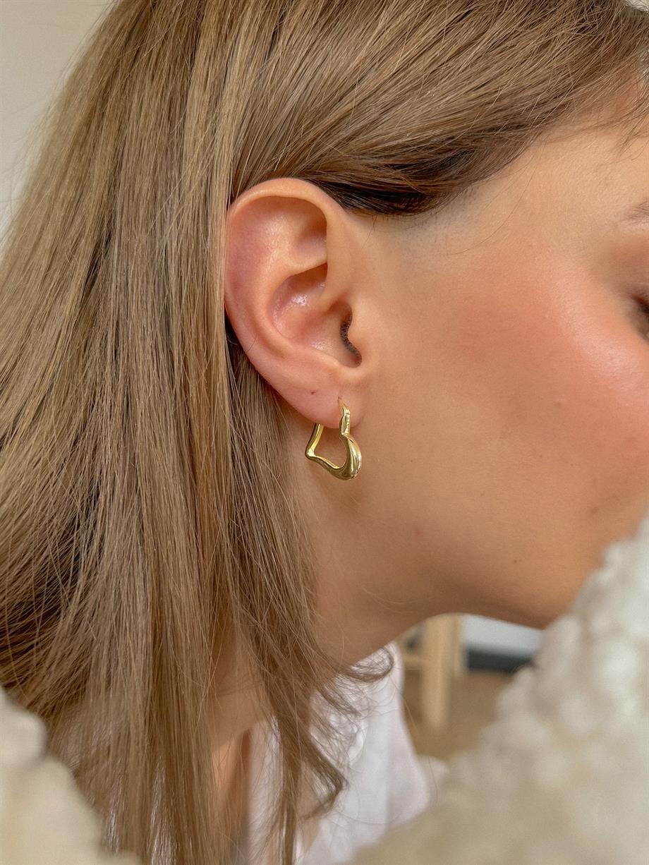 Kalp Halka Küpe - Tek