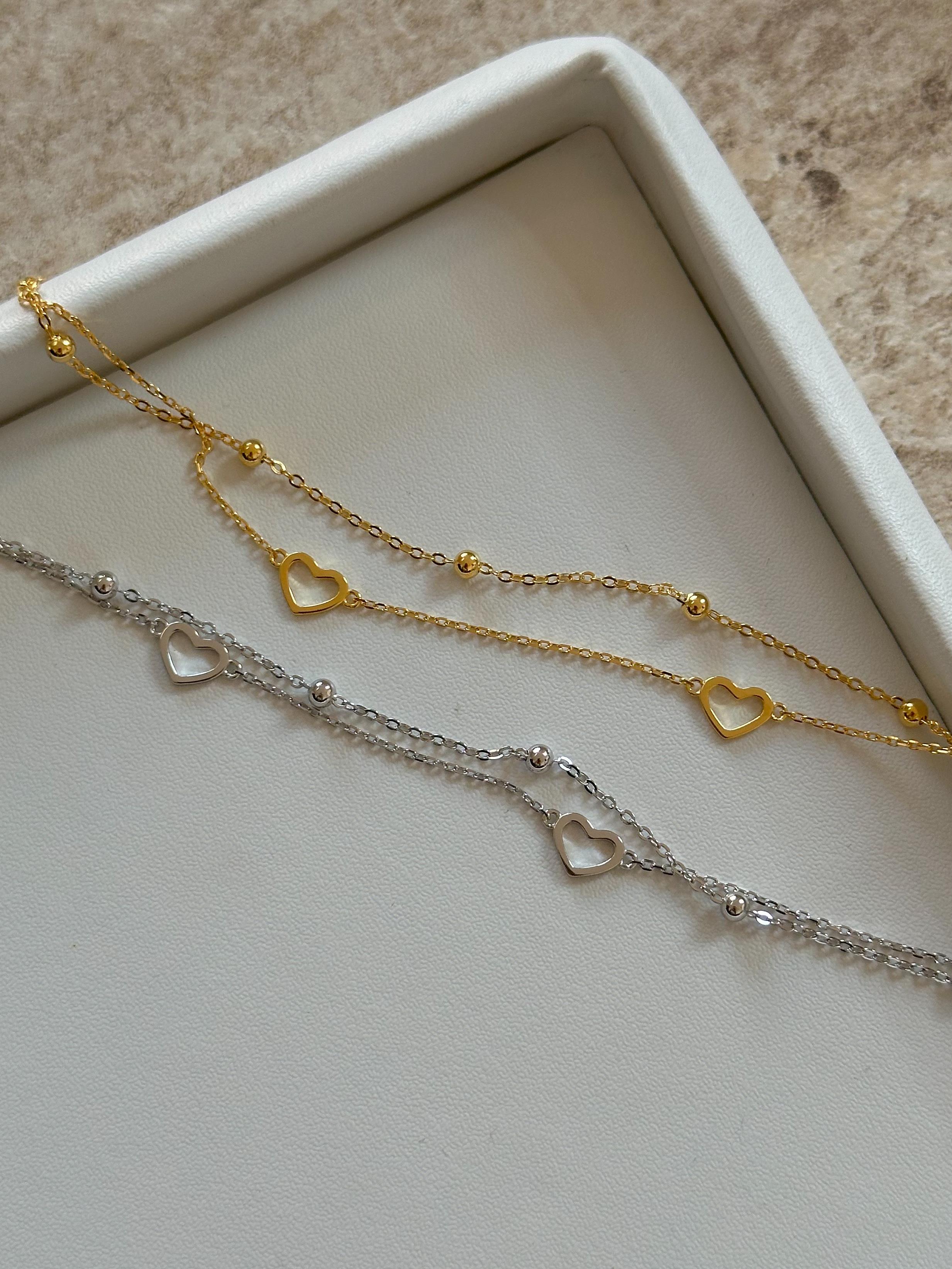 Kalpli Çift Sıra Bileklik -  925 Ayar Gümüş