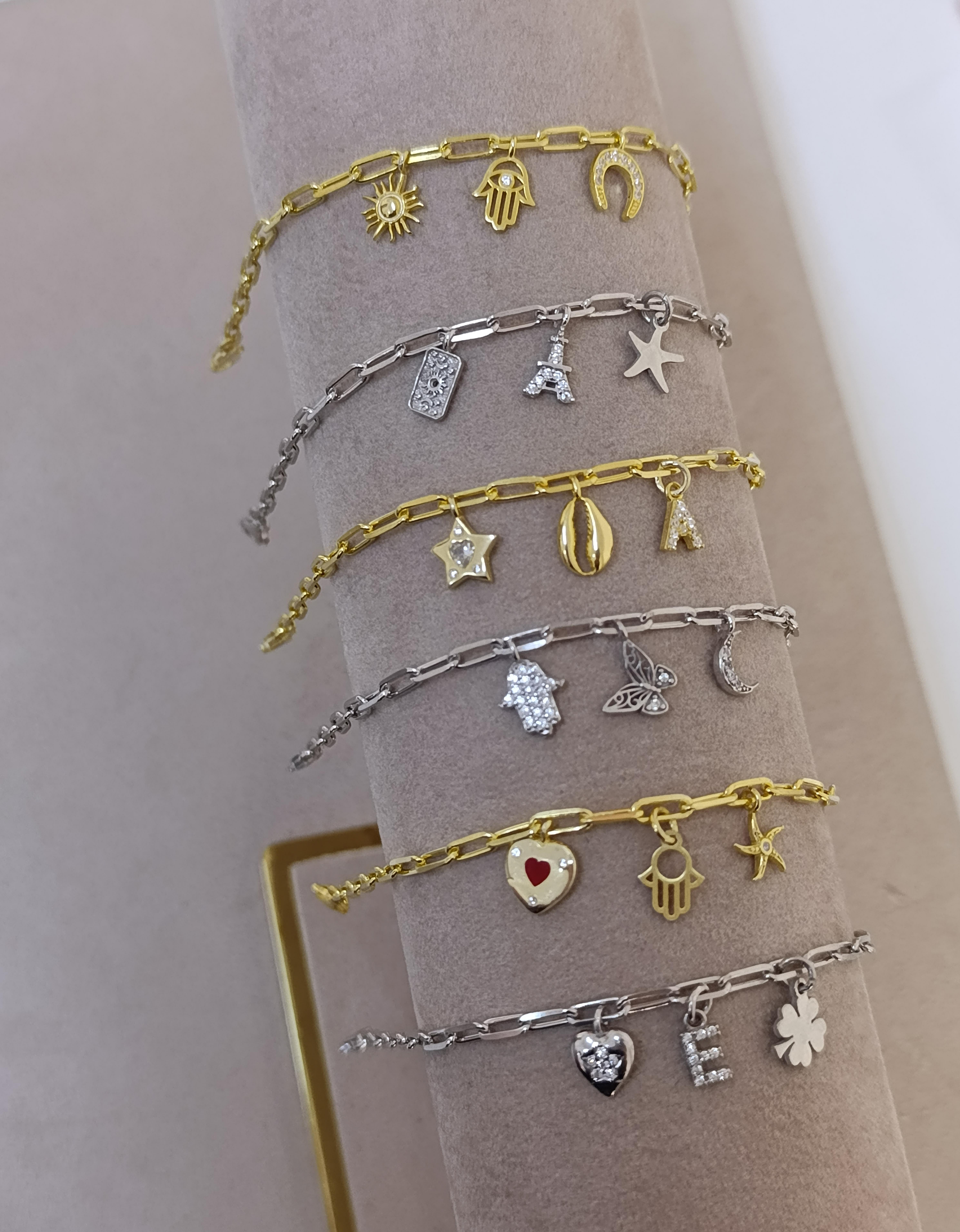 Kişiye Özel Charm Bileklik -925 Ayar Gümüş 