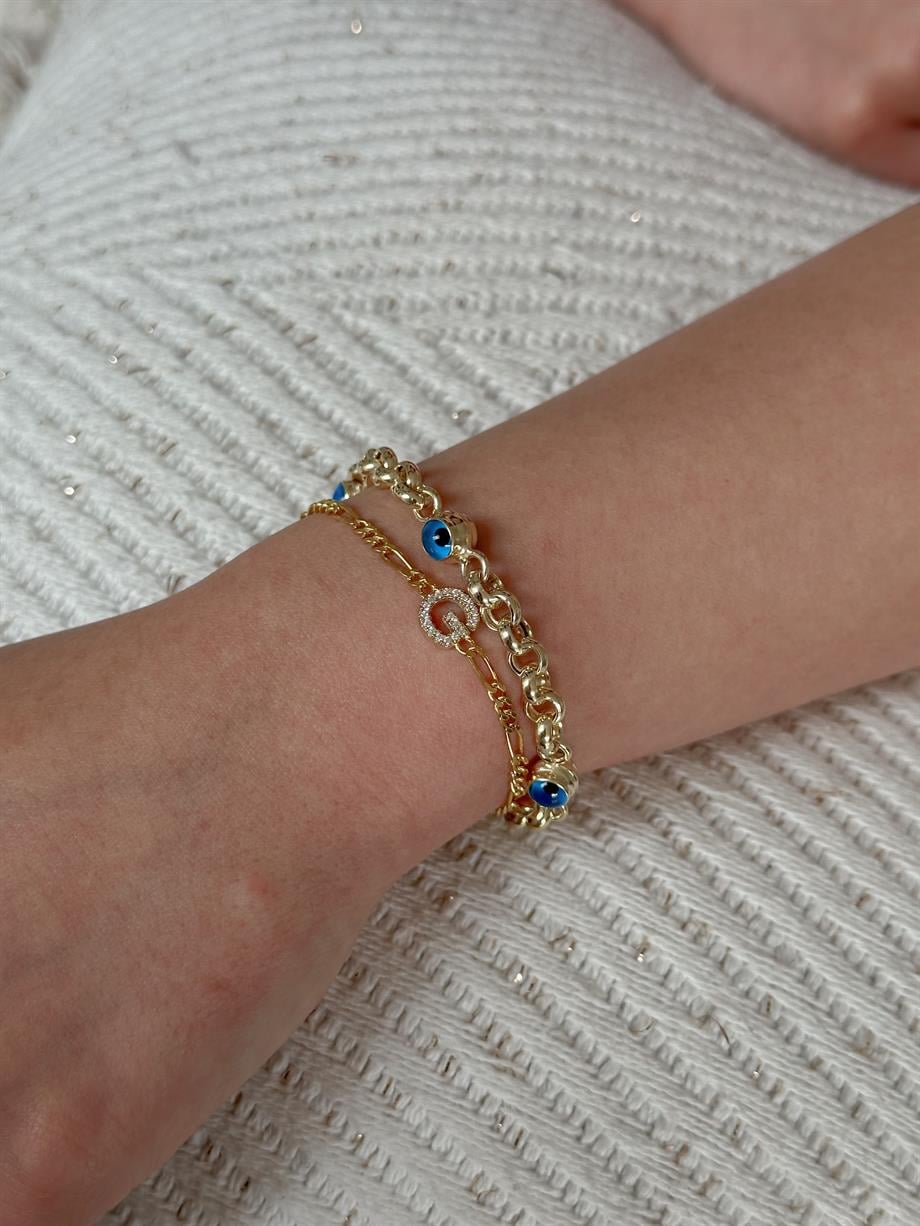 Kişiye Özel Harfli Zincir Bileklik - TEK  - 925 Ayar Gümüş