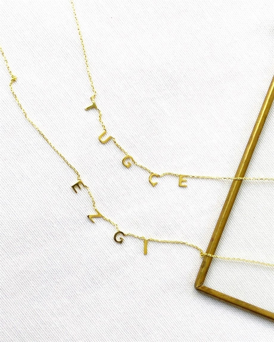 Kişiye Özel Kolye - Gold - 925 Ayar Gümüş