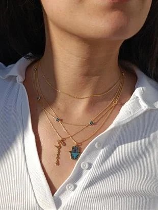Lacivert Göz Charm Kolye - 925 Ayar Gümüş