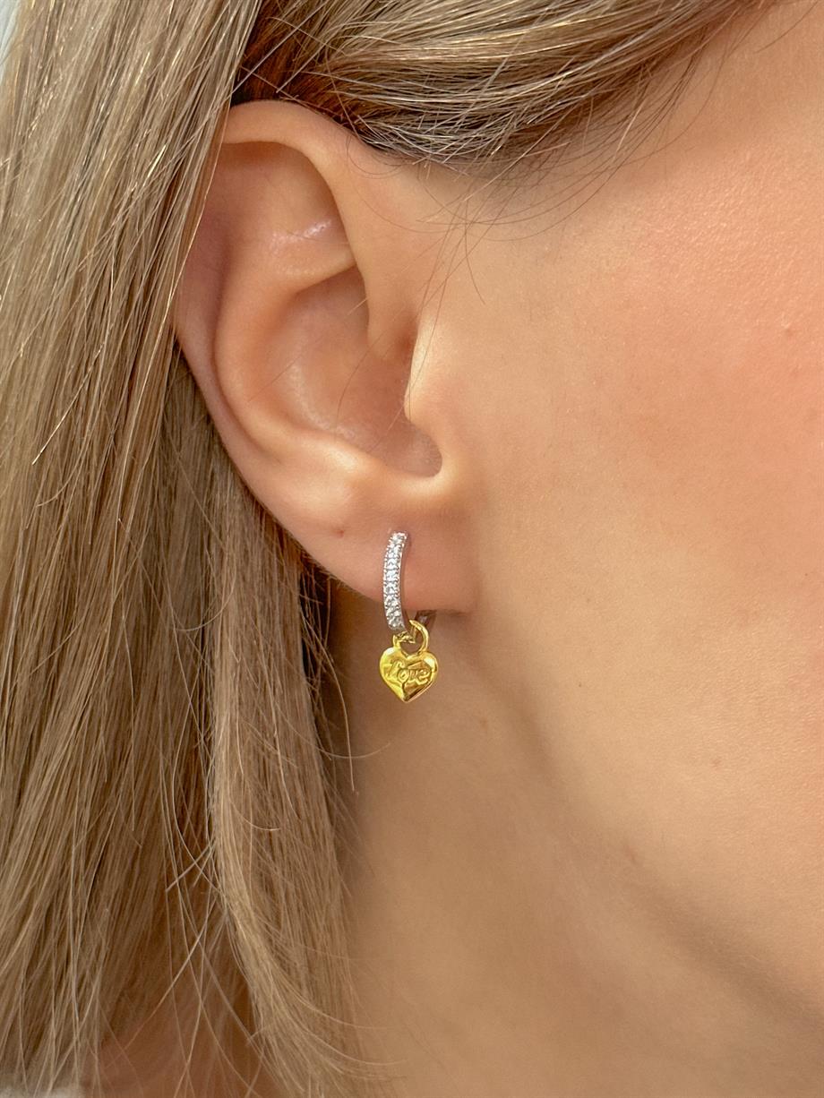 Love Küpe - Tek - 925 Ayar Gümüş