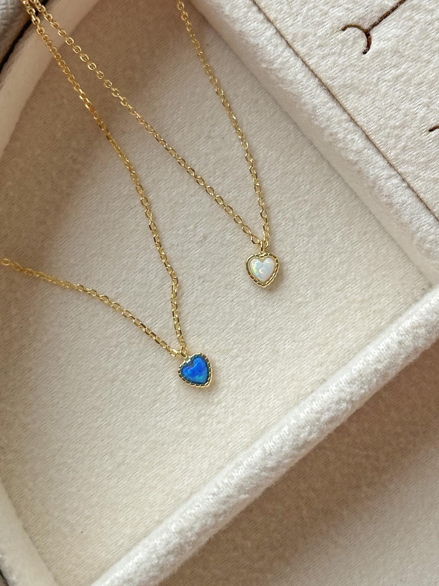 Minik Opal Taş Kolye  - 925 Ayar Gümüş