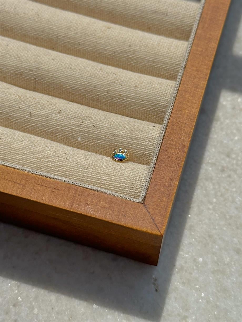 Opal Taşlı Piercing - 925 Ayar Gümüş