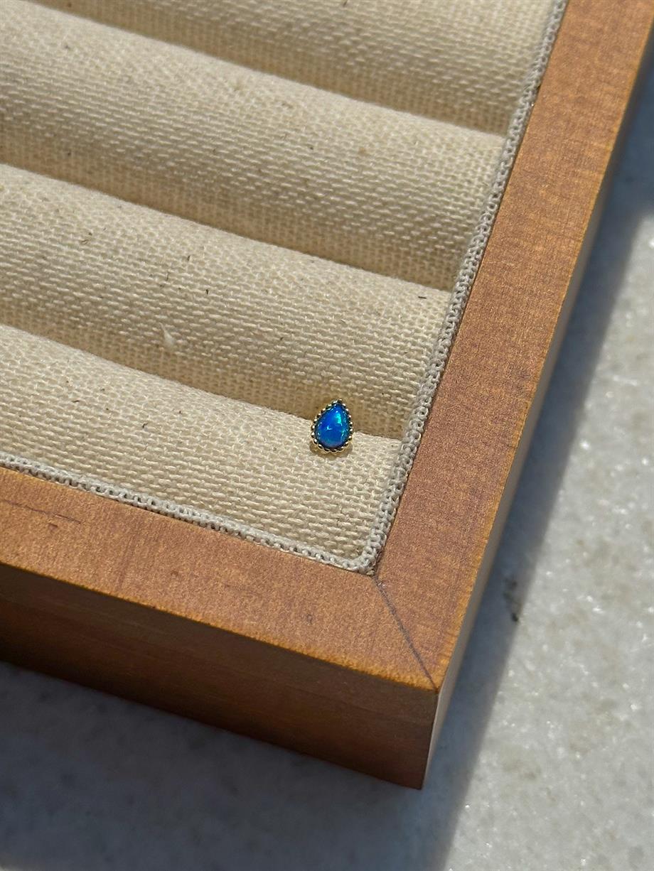 Opal Taşlı Piercing - 925 Ayar Gümüş
