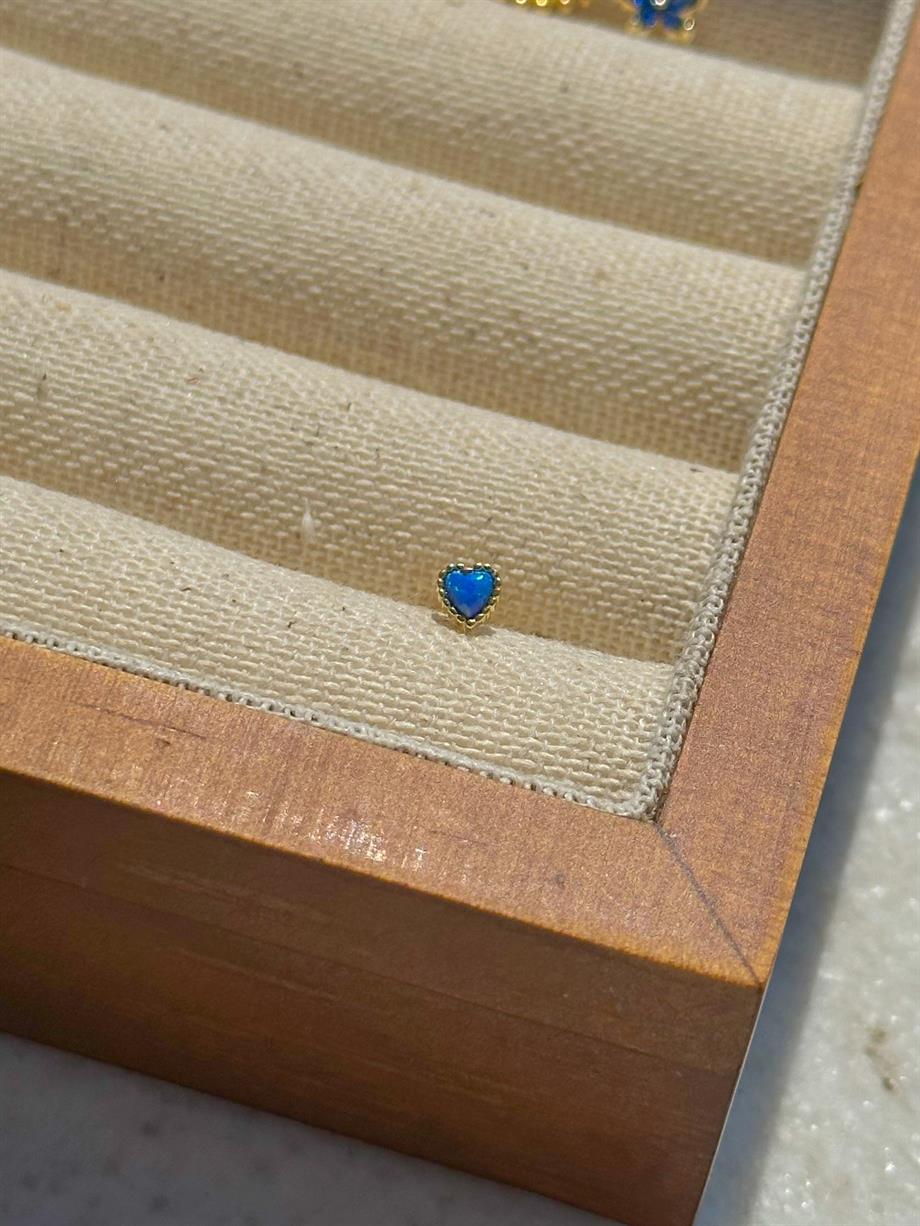 Opal Taşlı Piercing - 925 Ayar Gümüş