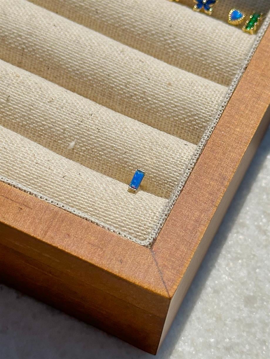 Opal Taşlı Piercing - 925 Ayar Gümüş