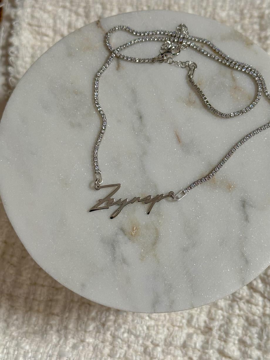 Su Yolu İsim Kolye - 925 Ayar Gümüş