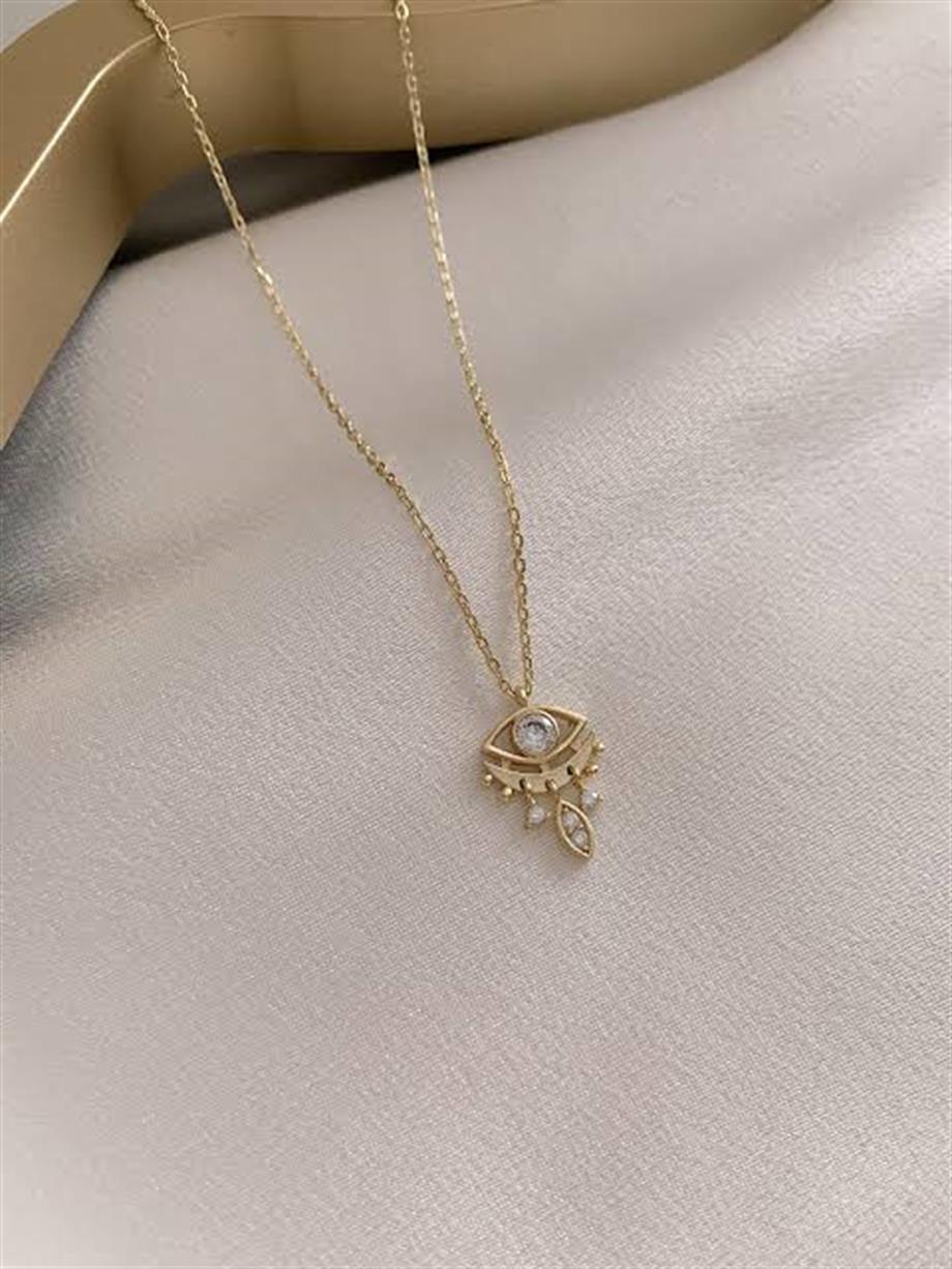 Taşlı Göz Kolye - 925 Ayar Gümüş