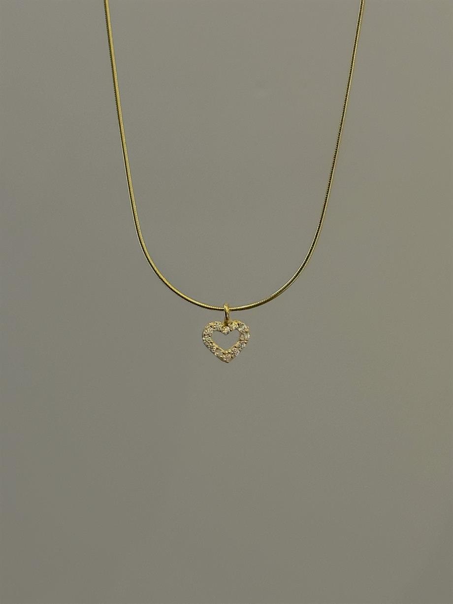 Taşlı Mini Kalp Kolye - 925 Ayar Gümüş