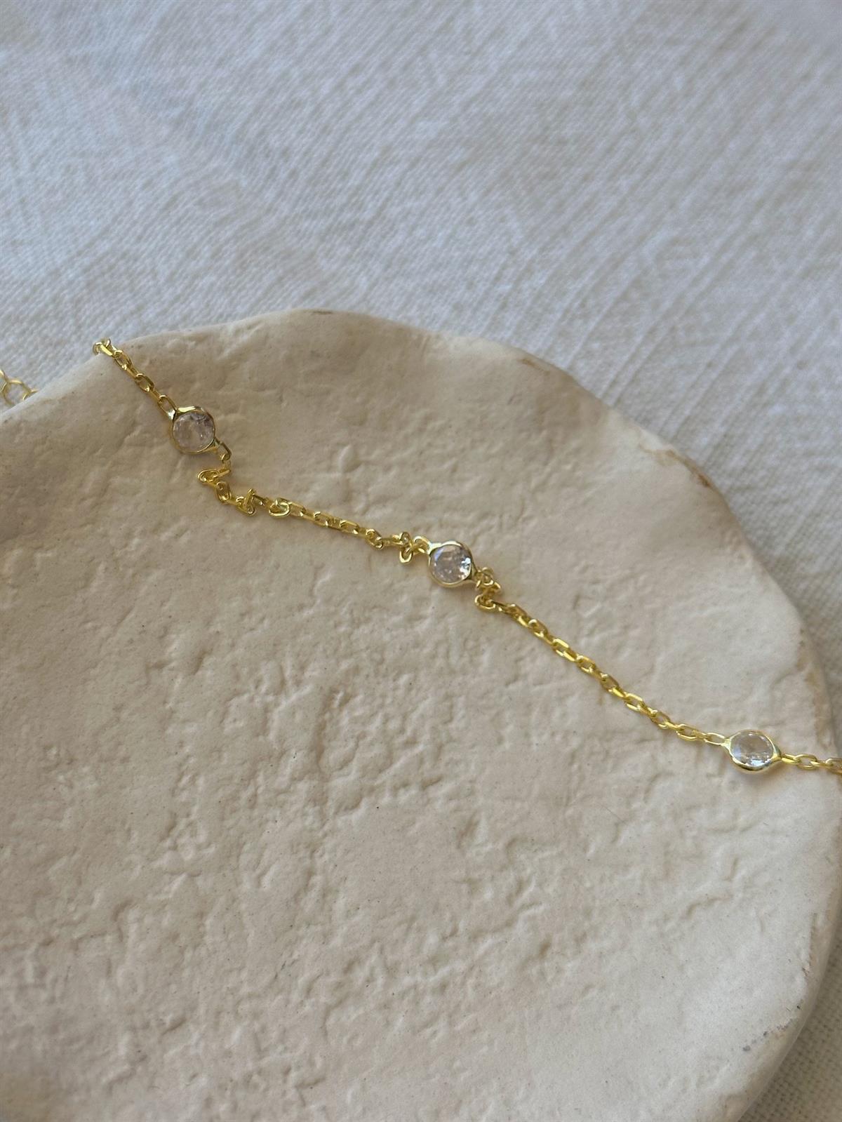 Taşlıı Bileklik - TEK  - 925 Ayar Gümüş