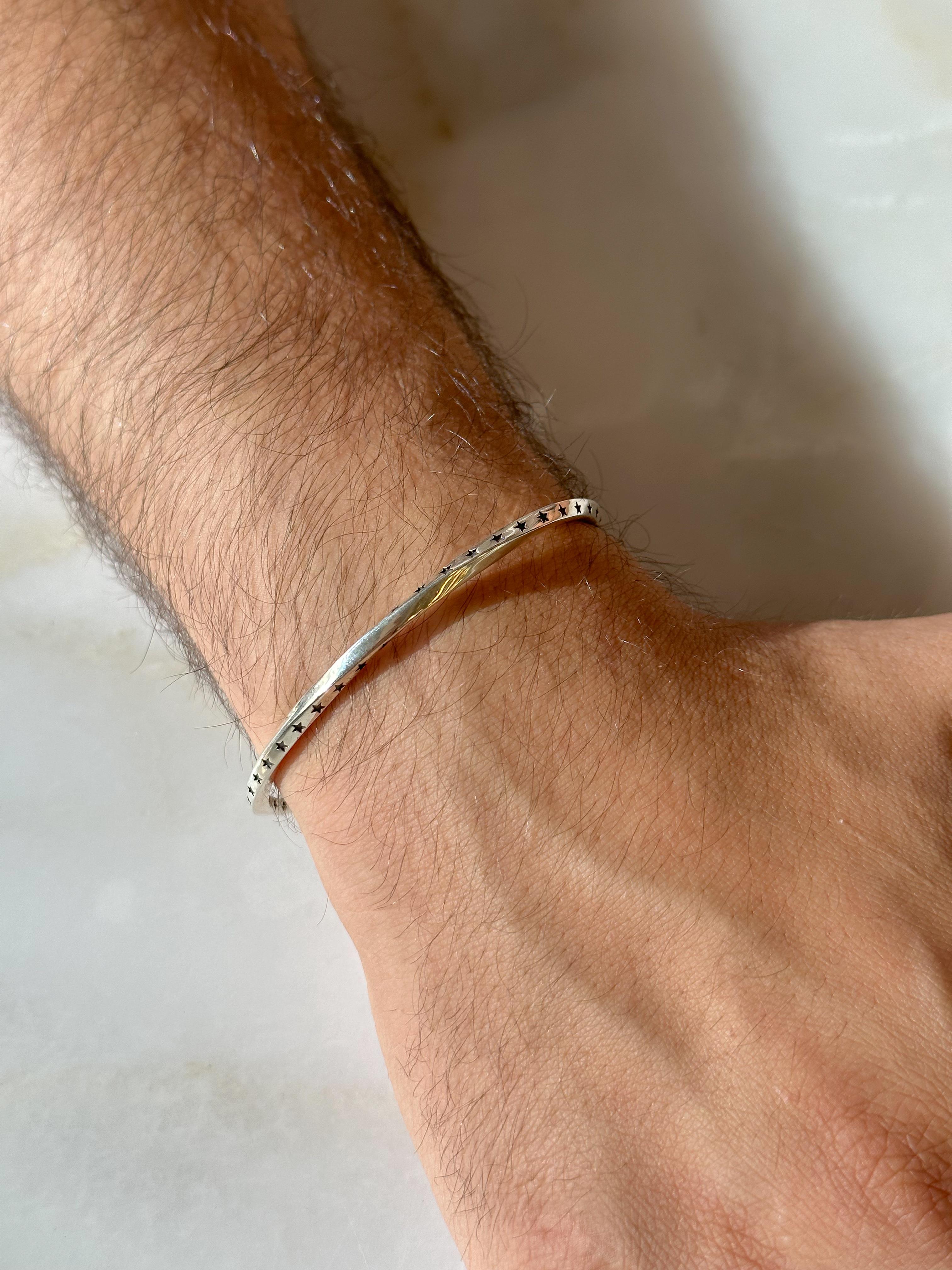 Yıldız Figürlü Erkek Bilezik  - 925 Ayar Gümüş