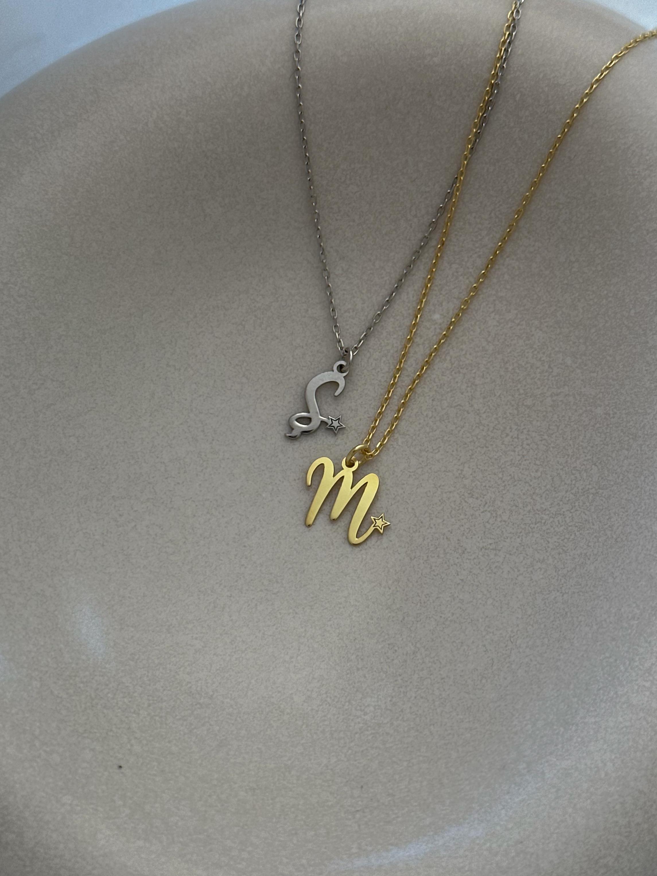 Yıldız Figürlü Harf Kolye  - 925 Ayar Gümüş