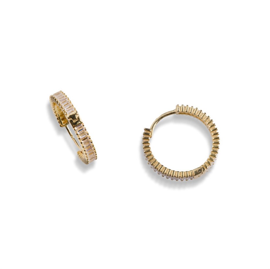 Zircon Taşlı Halka Küpe - Çift - 925 Ayar Gümüş