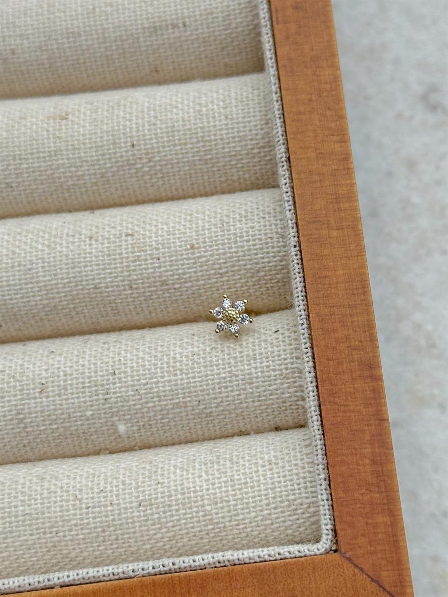 Zircon Taşlı Piercing - 925 Ayar Gümüş