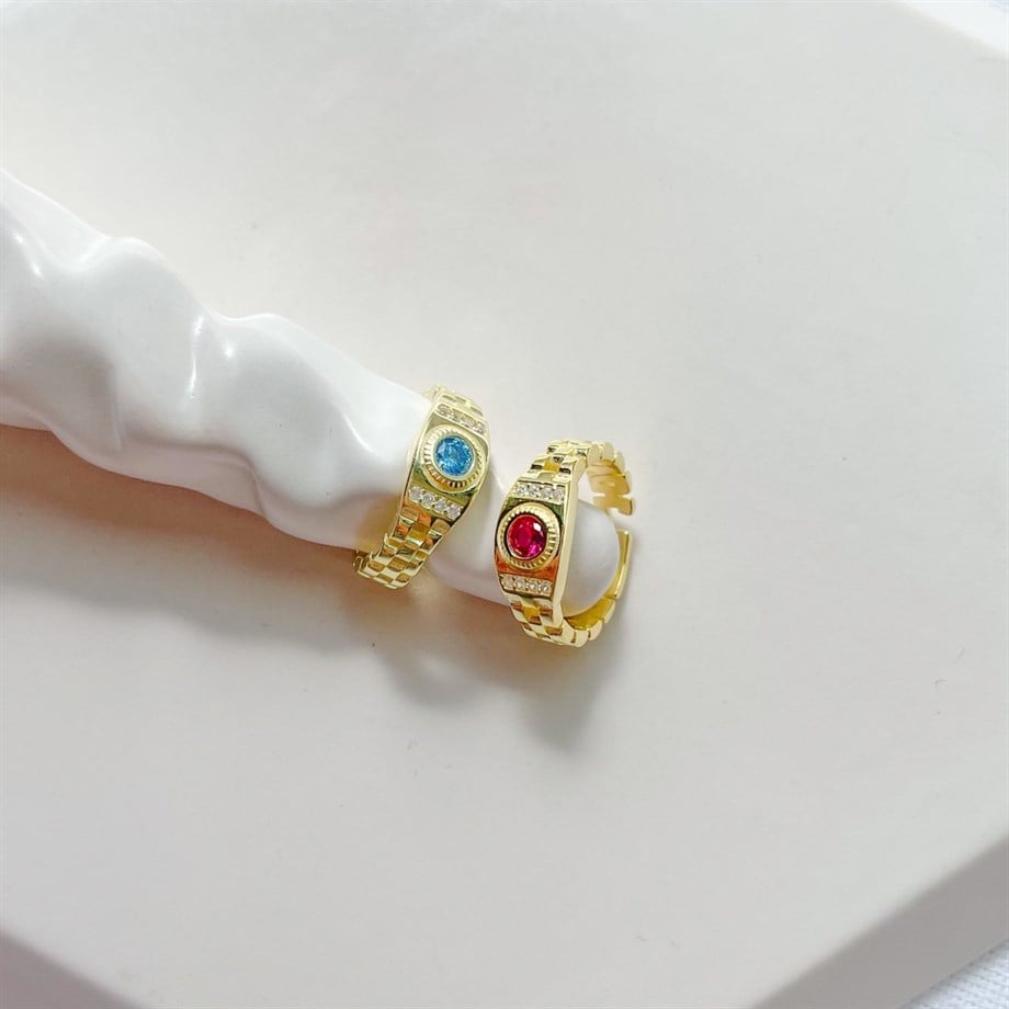 Zircon Taşlı Saat Yüzük - 925 Ayar Gümüş