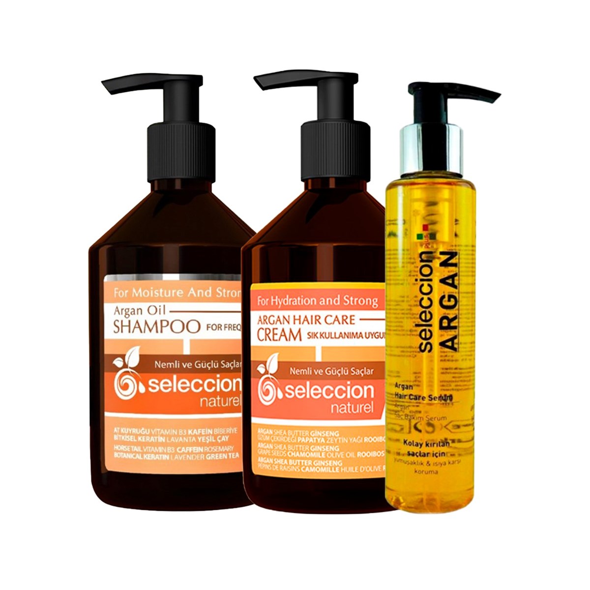 SeleccionSeleccion Kofre Argan Şampuan 500 Ml + Seleccion Argan Kremi 500 Ml + Argan Saç Serumu 110 Ml