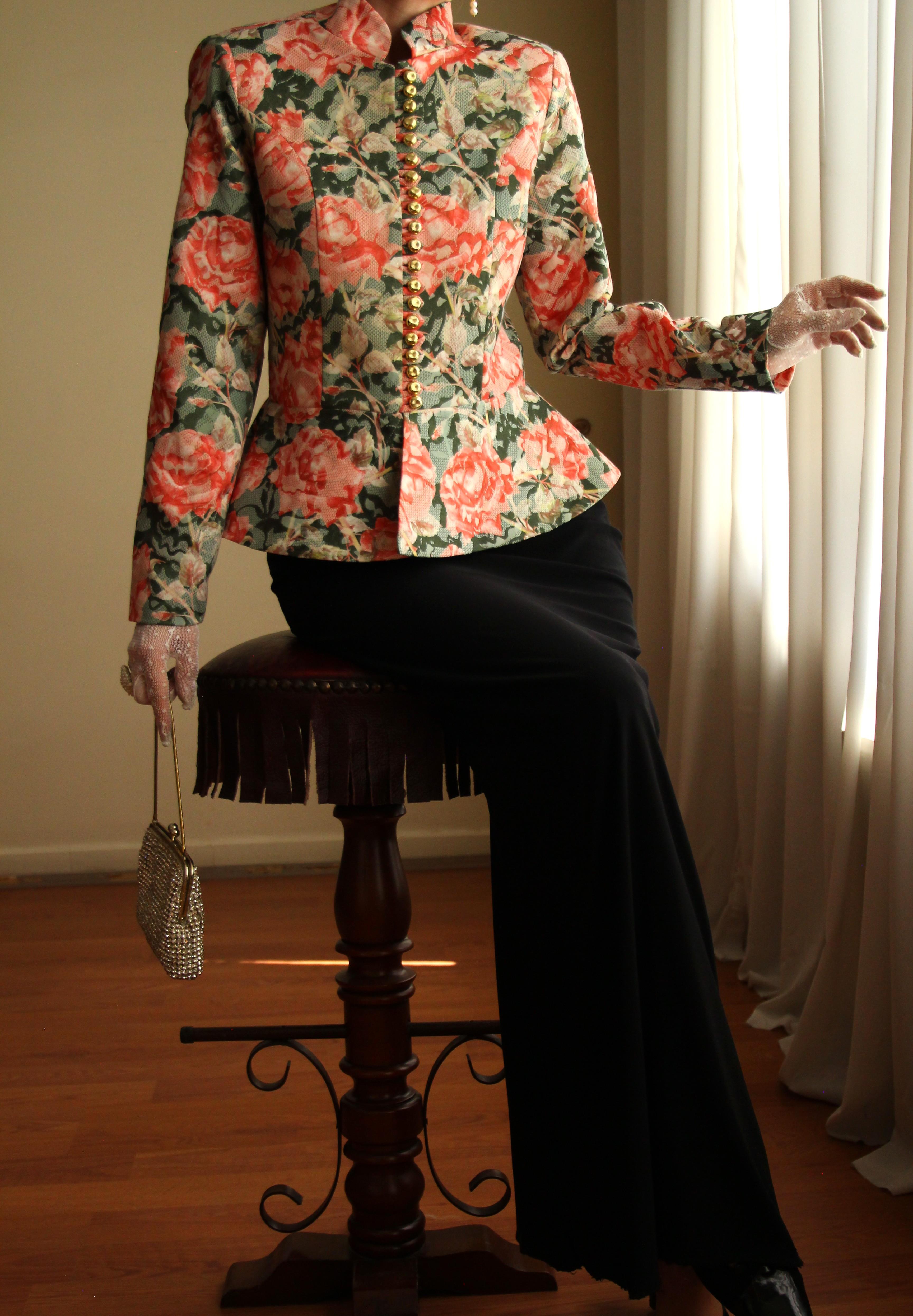 Victorian 19th Century Interpreted Design Volanlı Printed Ceket