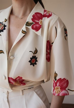Mothu Vintage Floral Baskılı Kimono Gömlek