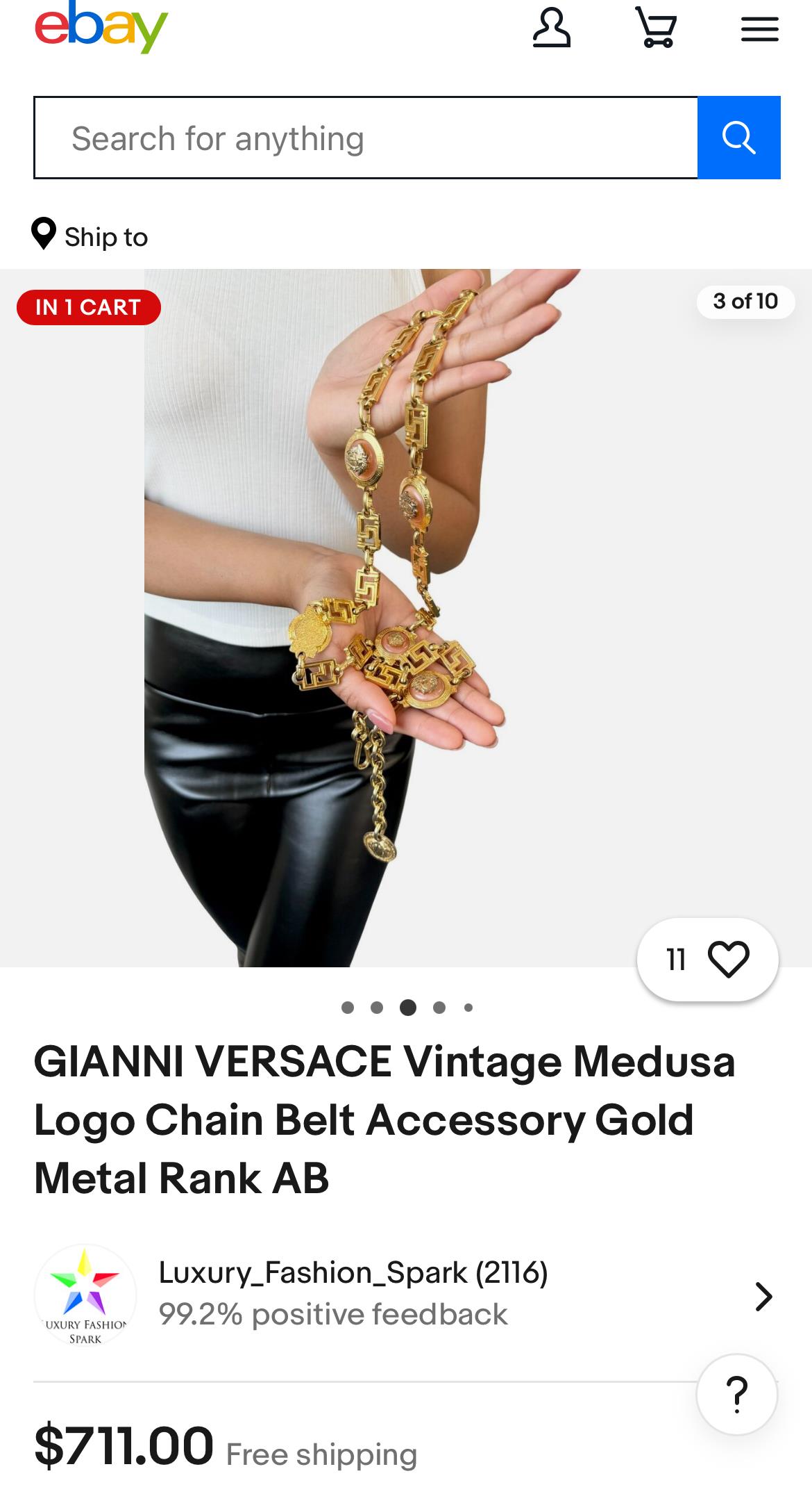 90s Koleksiyonluk Nadir Gianni Versace Medusa Chain Gold Vintage Belt