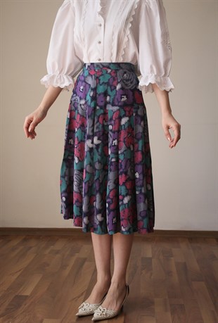 Mothu Vintage Traditional Hand Made Pileli Kısa Etek