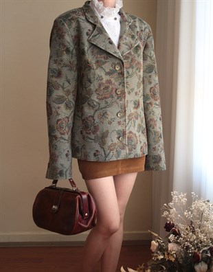 Witteveen Haki Floral Dokuma Vintage Blazer