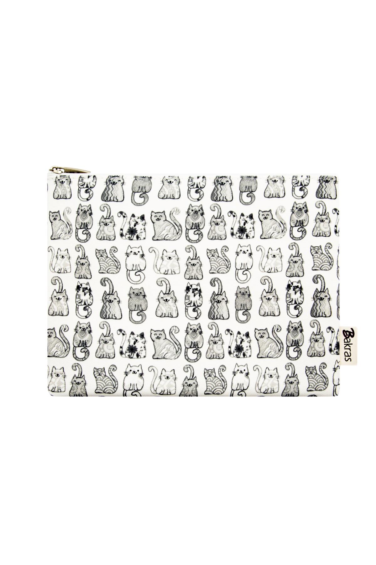 Cesur Patiler Kedi Desenli Makyaj Çantası Portföy & Clutch Çanta 24cmx19cm