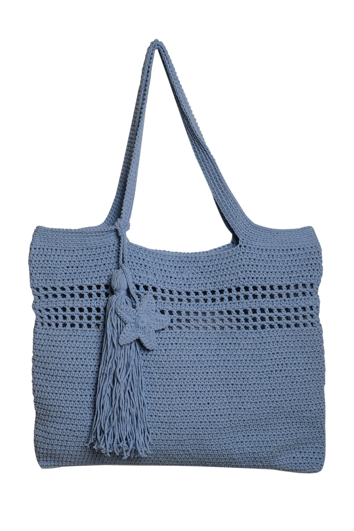 Mavi  Örgü Tote Çanta