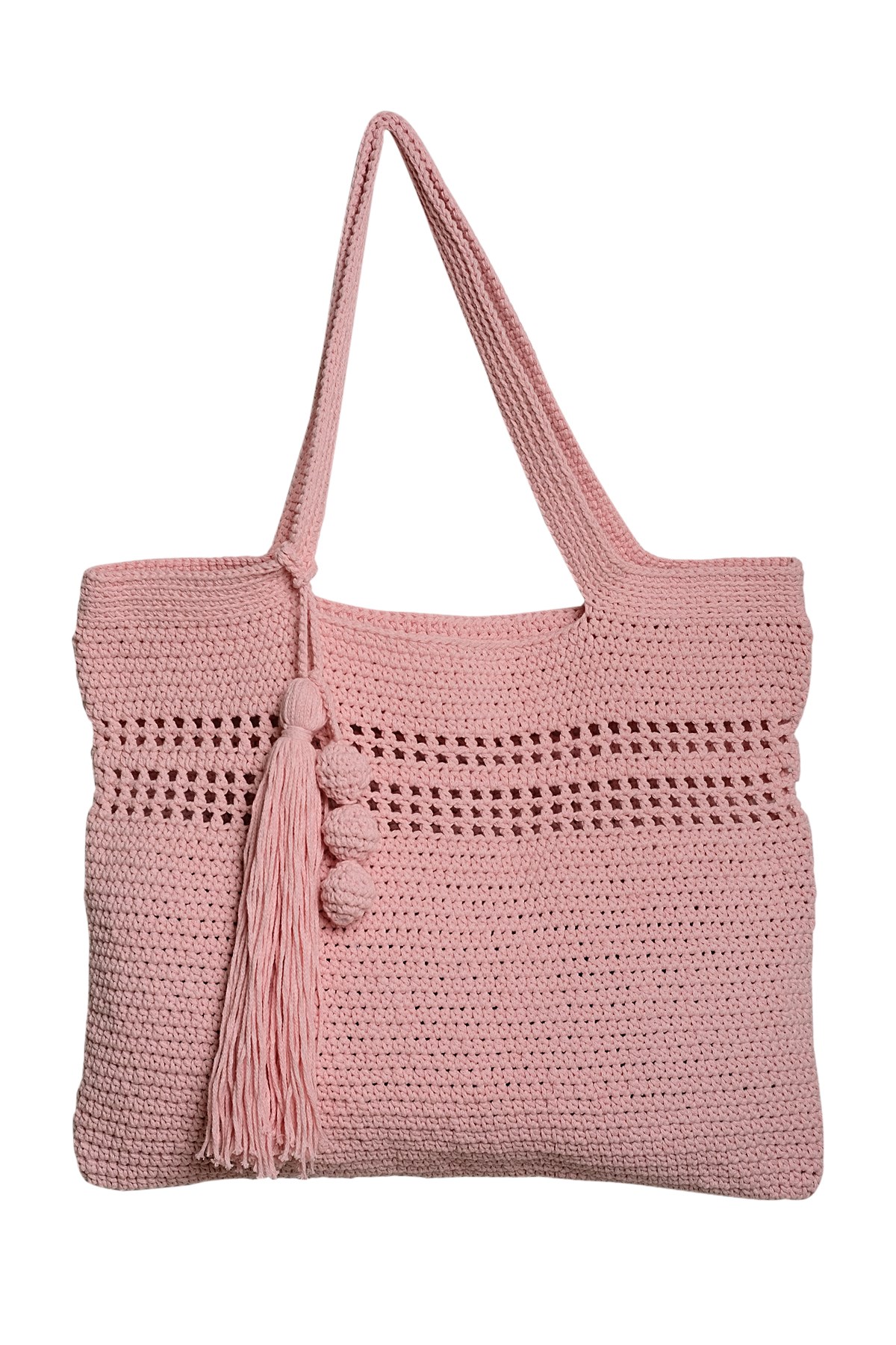Pembe  Örgü Tote Çanta