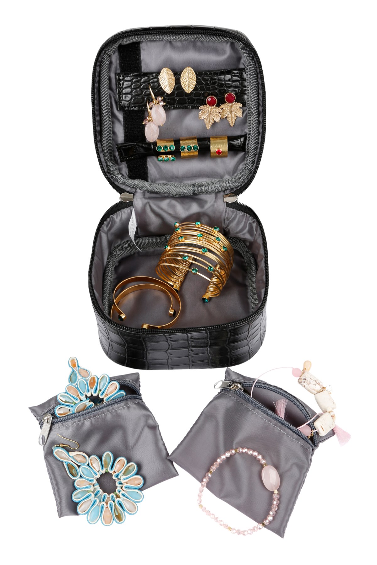 Siyah Krokodil Takı  Çantası