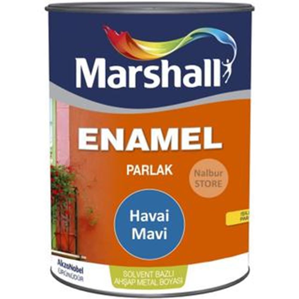 MARSHALLDış Cephe Marshall Enamel Parlak Sentetik Yağlı Boya Havai Mavi 0.75 Lt.