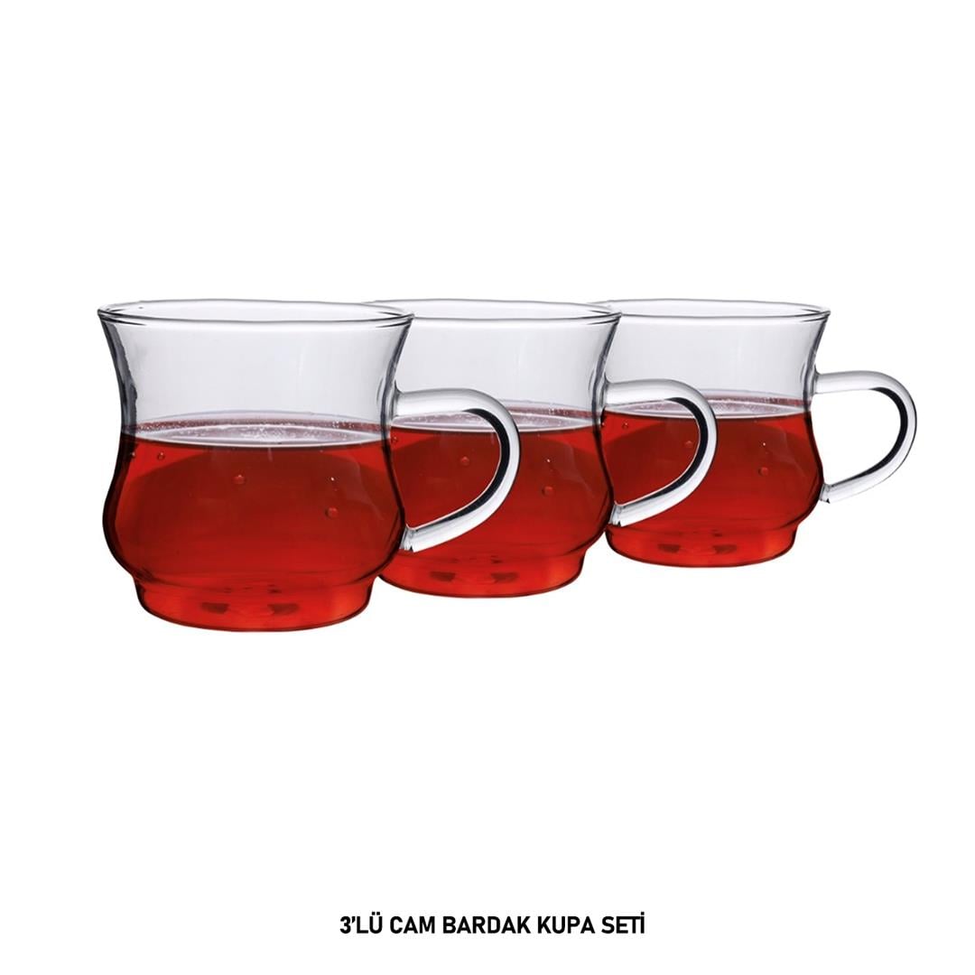 MienBardak ve Kupa 3 Lü Cam Kupa Seti