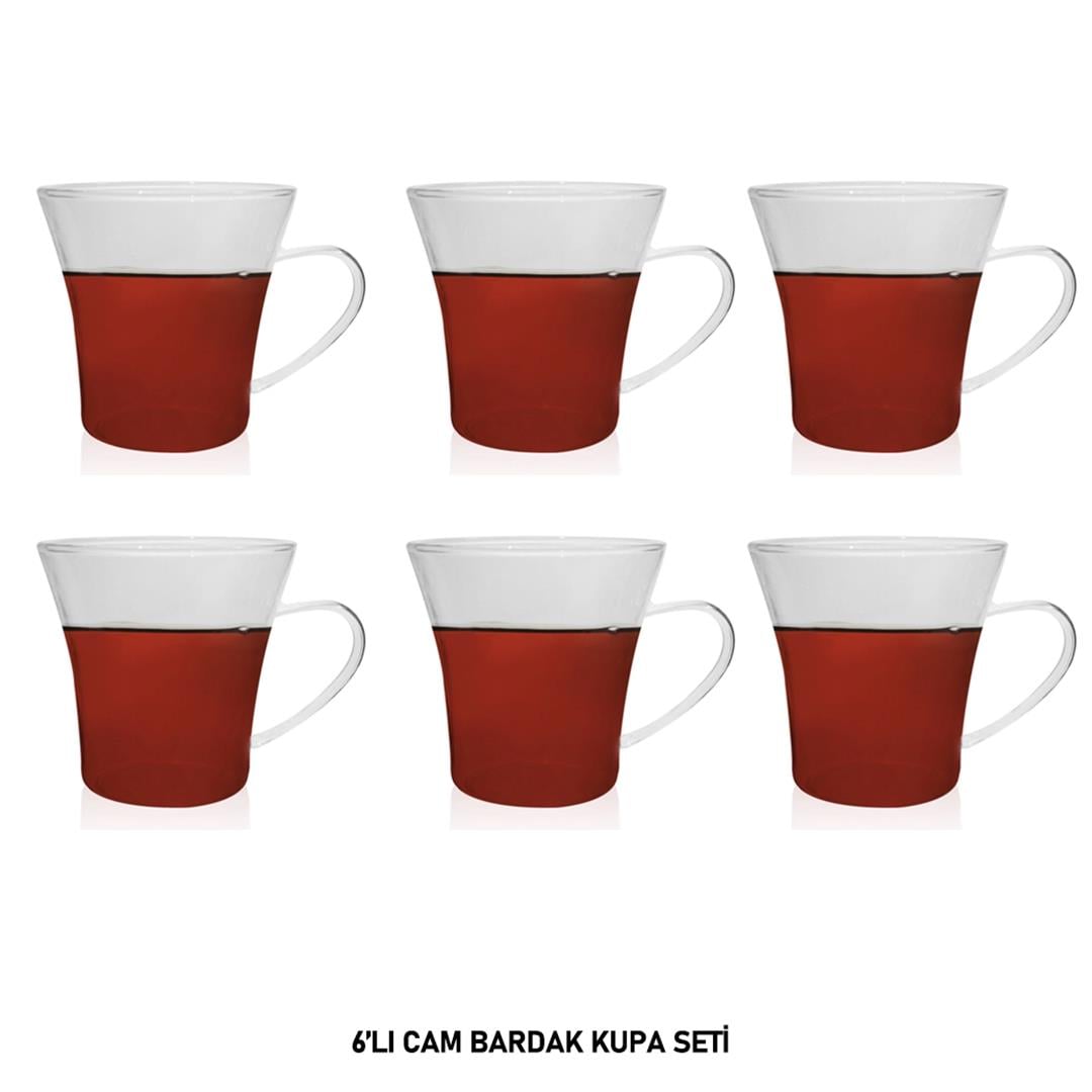 MienBardak ve Kupa 6 Lı Cam Bardak Seti