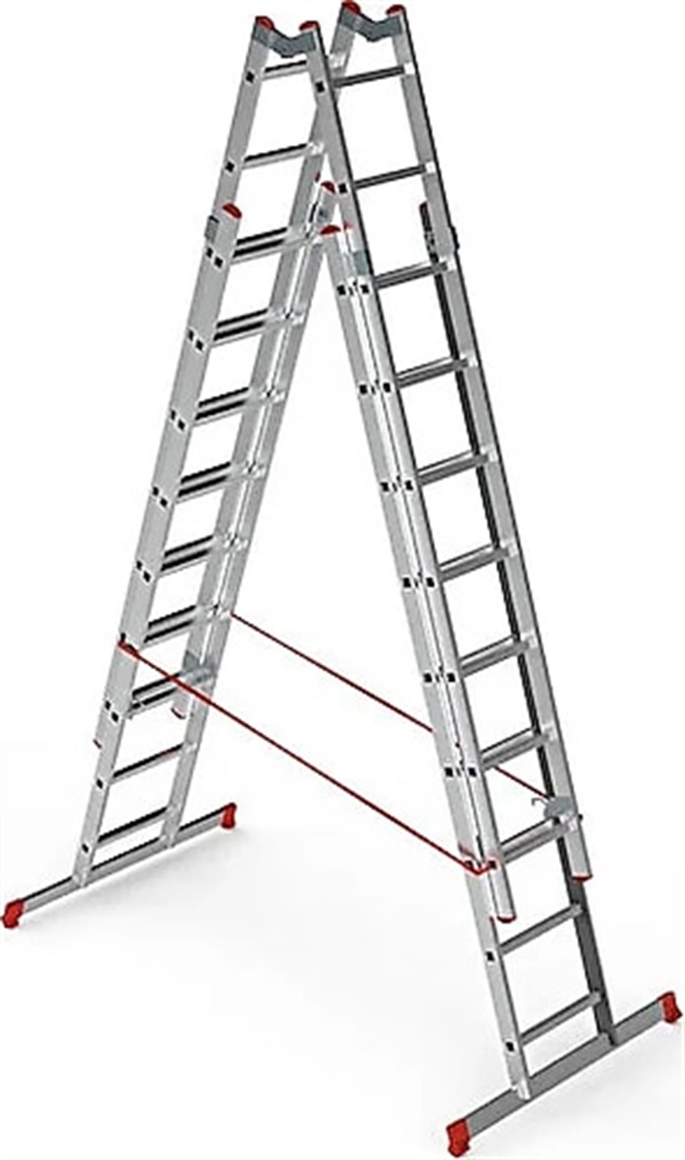 SaraylıMerdivenler 7411 Saraylı 2X11 Basamaklı Kademeli Endüstriyel Merdiven(Çift Sürgülü Tip) (301X2=602 CM)2