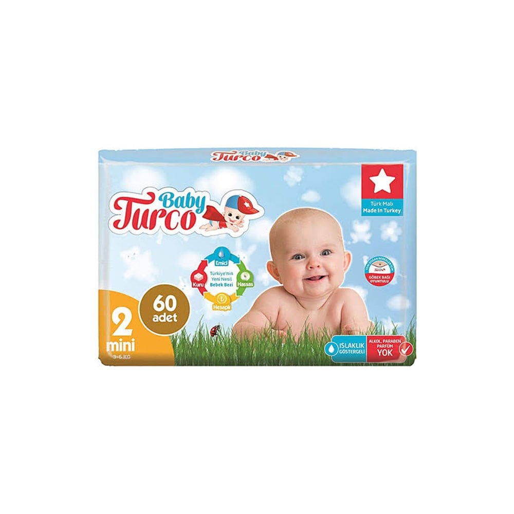 Baby Turco Jumbo Paket 2 Mini (3-6) Kg 60 Adet Hesaplı