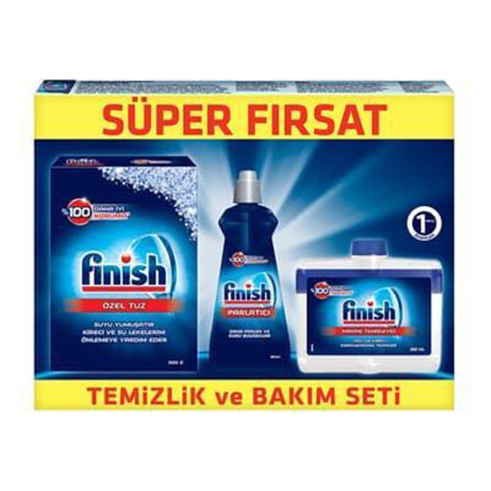 Calgonit Finish Parl.+ Tuz + Mak.temizleyici 3'lü Set