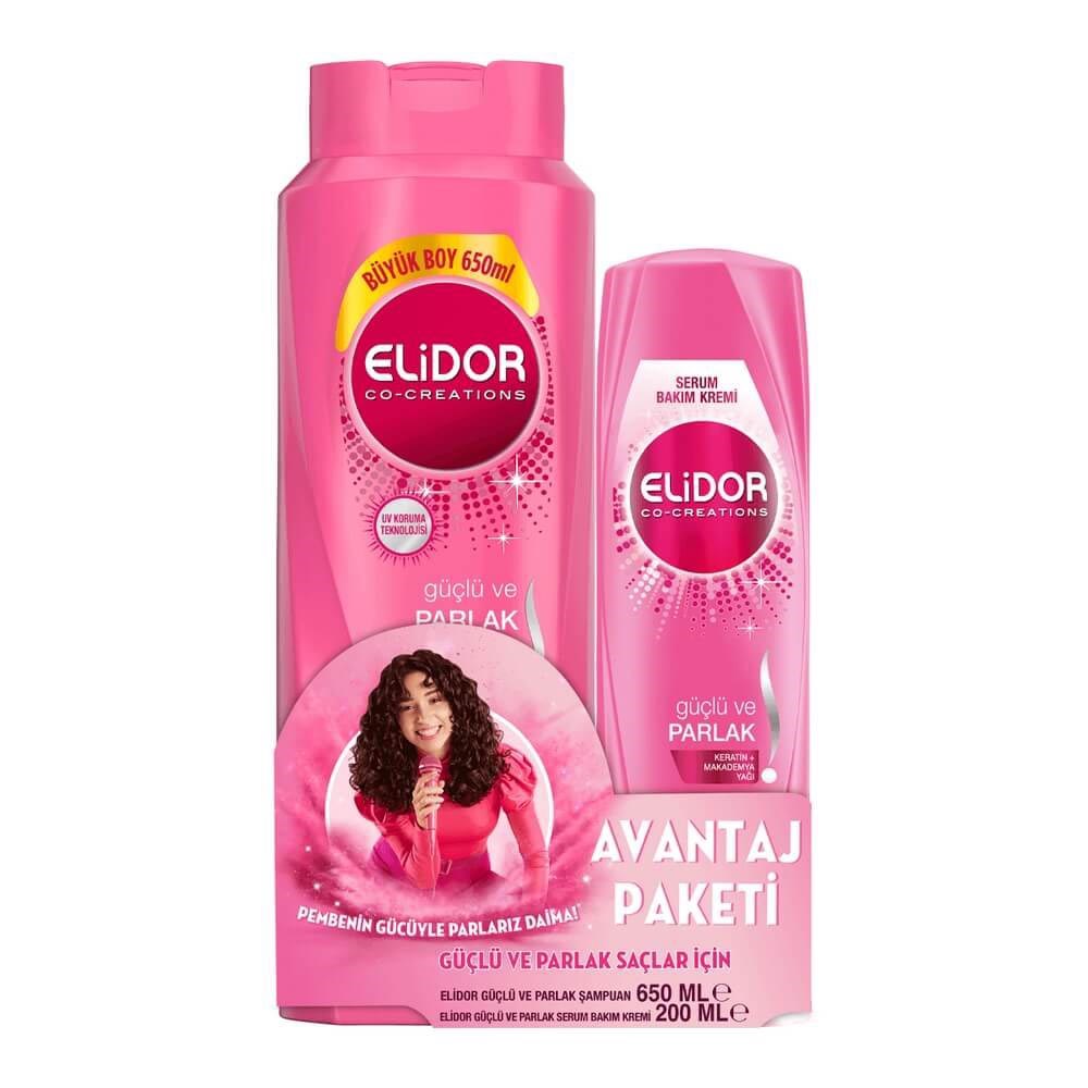 Elidor Şampuan 2'li 650 Ml Güçlü Parlak + Saç Kremi 200 Ml
