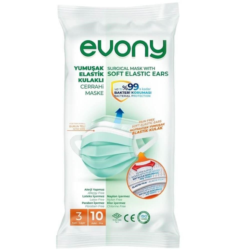 Evony Maske 3 Katlı Cerrahi 10'lu