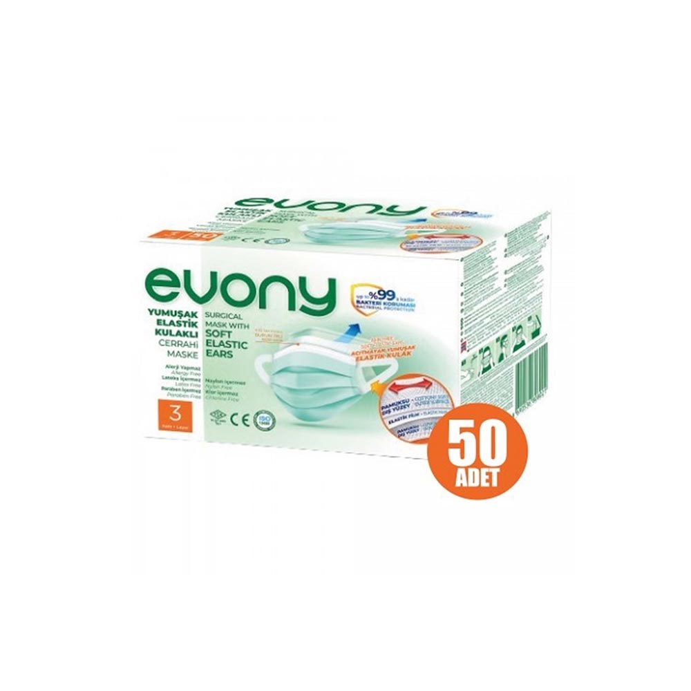 Evony Maske 3 Katlı Cerrahi 50'li
