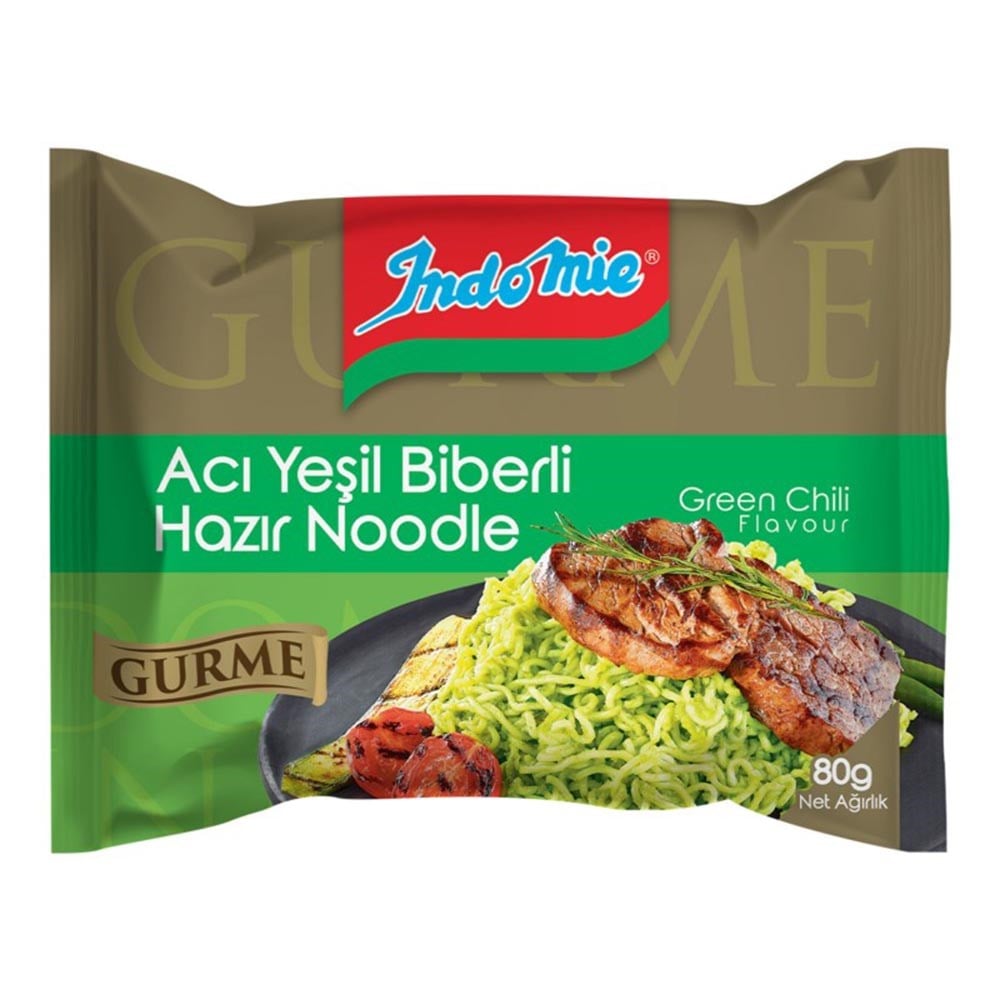 İndo Mie Hazır Noodle 80 Gr Acı Yeşil Biberli