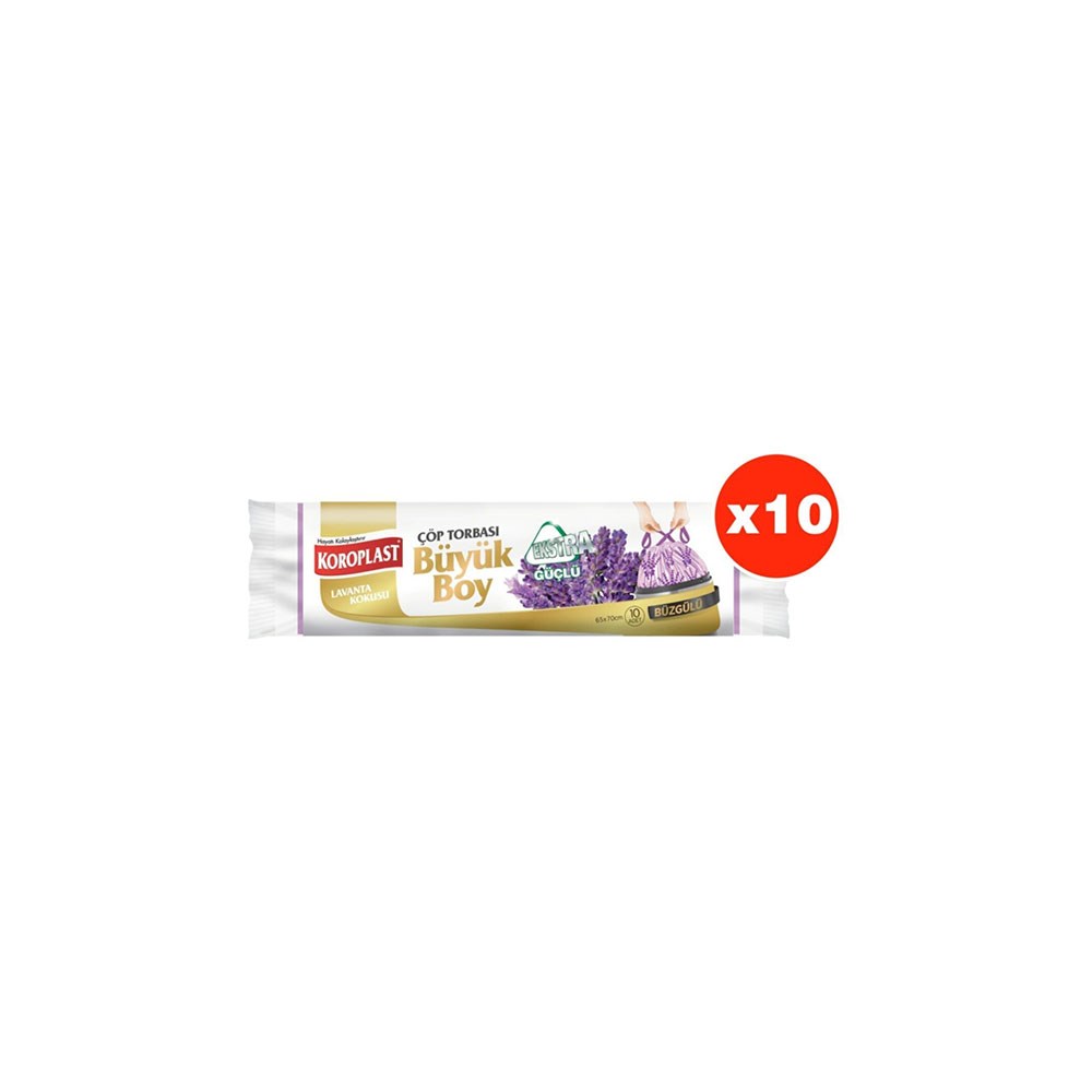 Koroplast Çöp Torbası Büzgülü Extra Güçlü Lavanta Büyük 10'lu