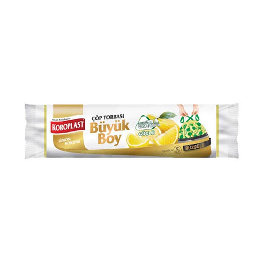Koroplast Çöp Torbası Büzgülü Extra Güçlü Limonlu Büyük 10'lu
