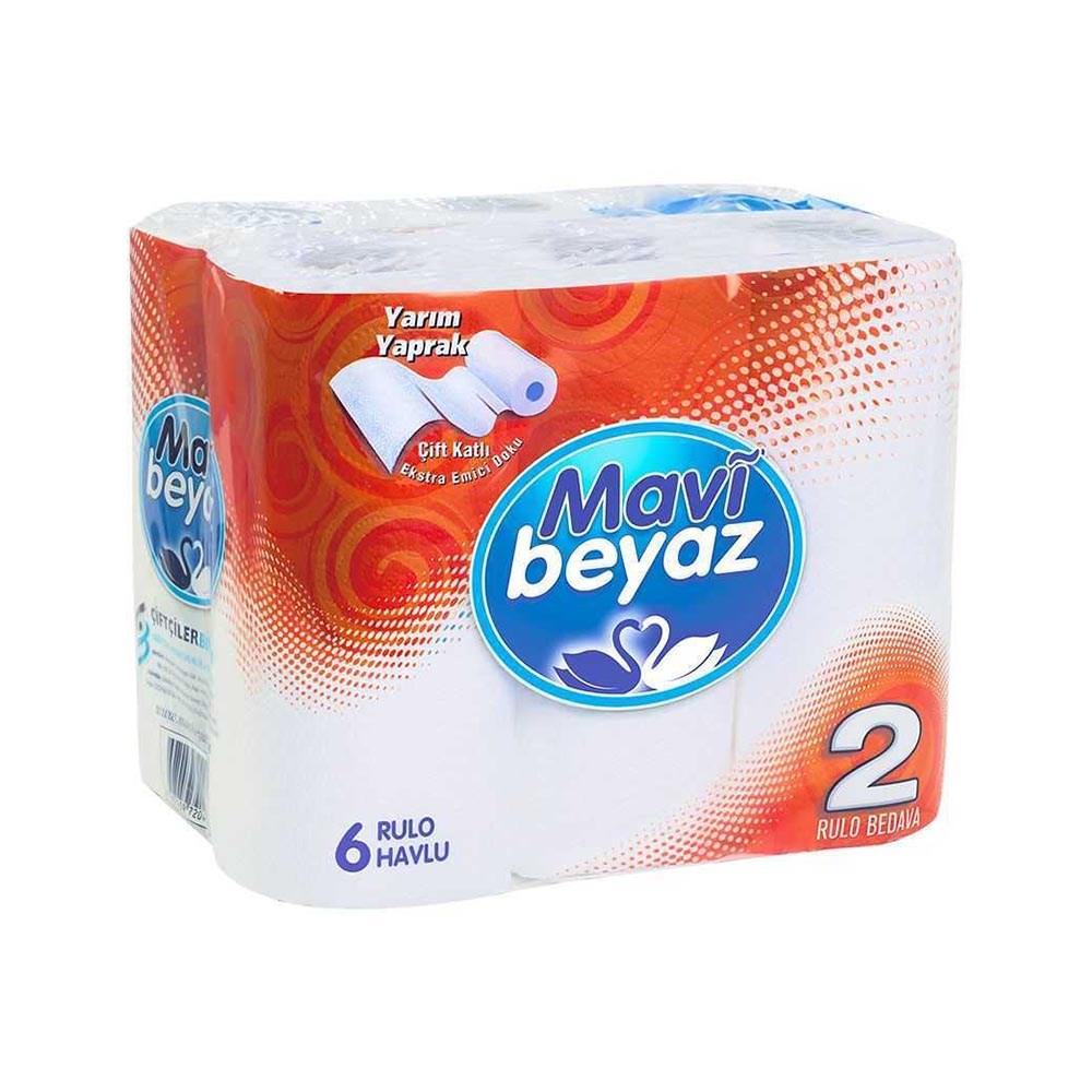 Mavi Beyaz Kağıt Havlu 6'lı