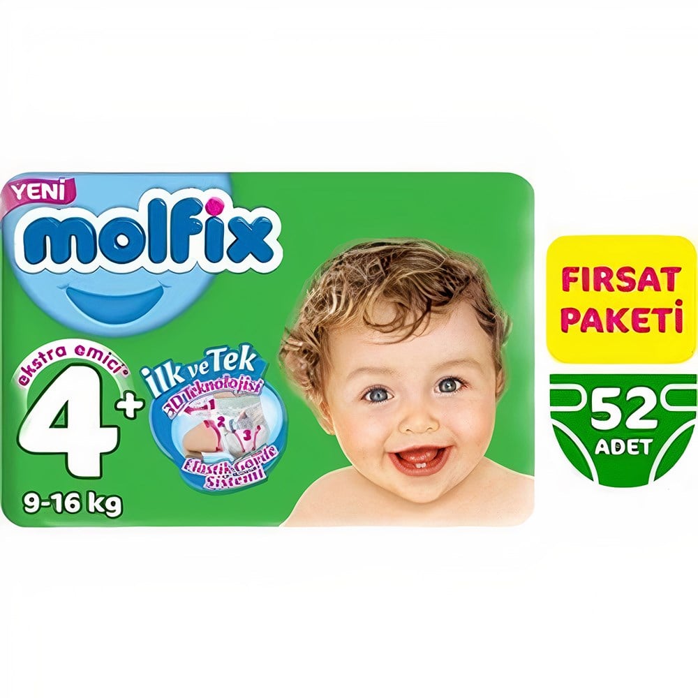 Molfix Fırsat Paket 4+ M.plus 9-20 Kg 52 Adet