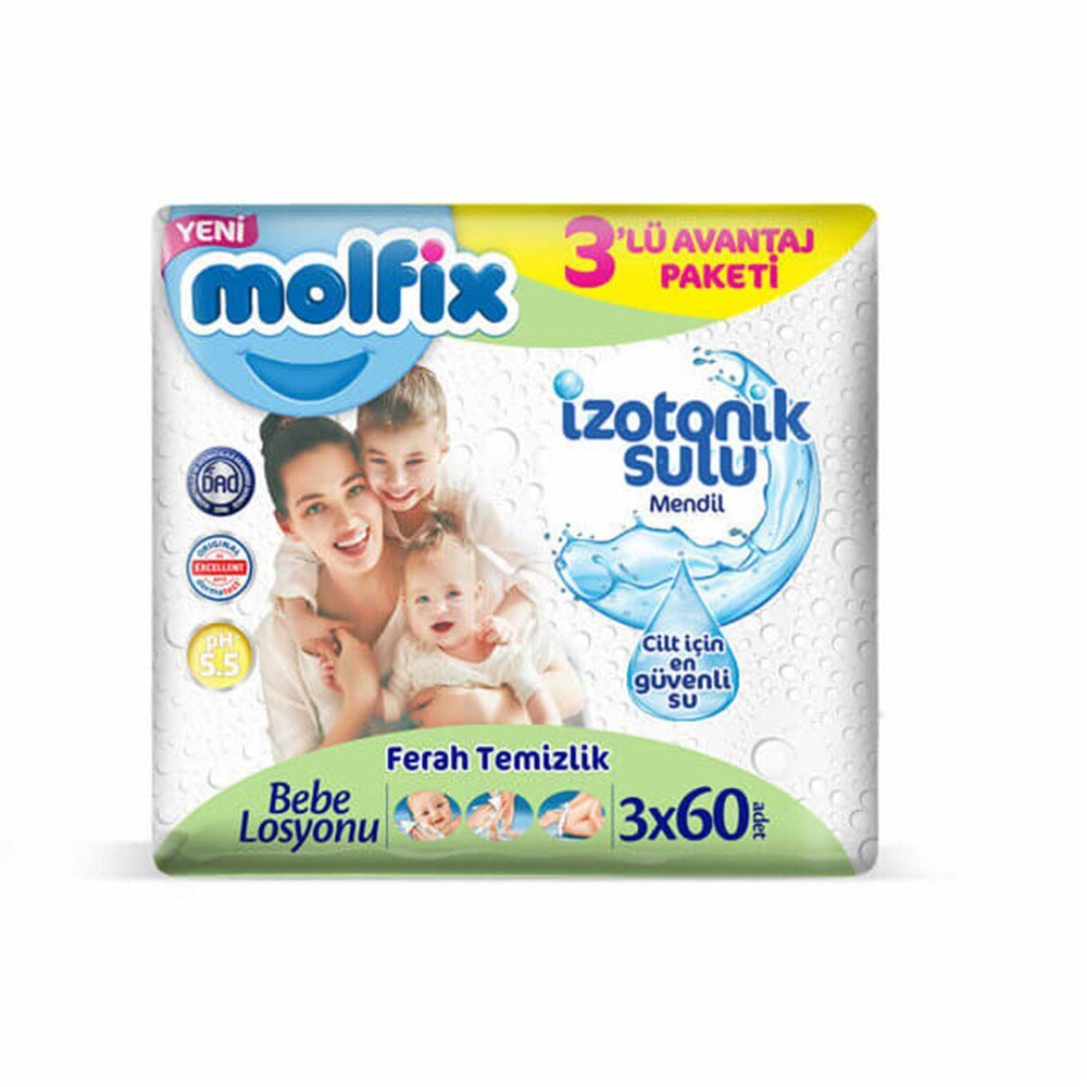 Molfix Islak Havlu 180'li 3'lü İzotonik Sulu