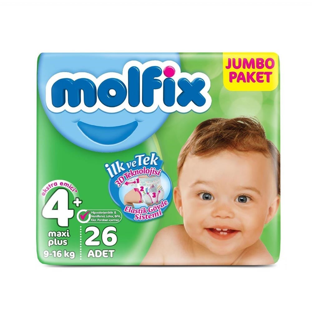 Molfix Jumbo Paket 4+ Maxi Plus (9-16 Kg) 26 Adet