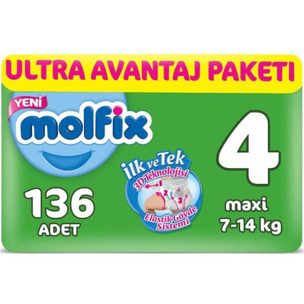 Molfix Ultra Avantaj Paket 4 Maxi (7-14) Kg 136 Adet