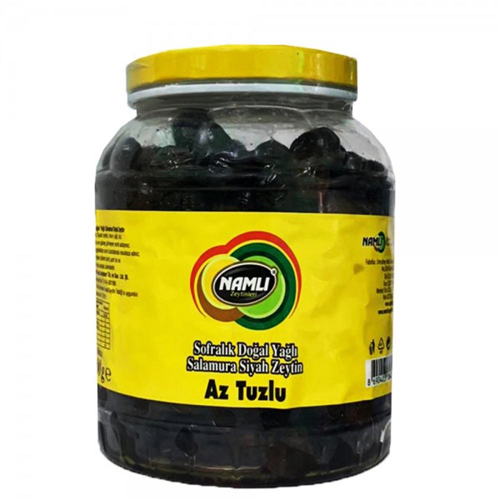 Namlı Siyah Zeytin 900 Gr Az Tuzlu (291-350) Bg